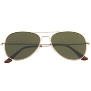 zeroUV Modern Flat Front Wire Metal Aviator Sunglasses A182 Sunglasses White Smoke Gold Green