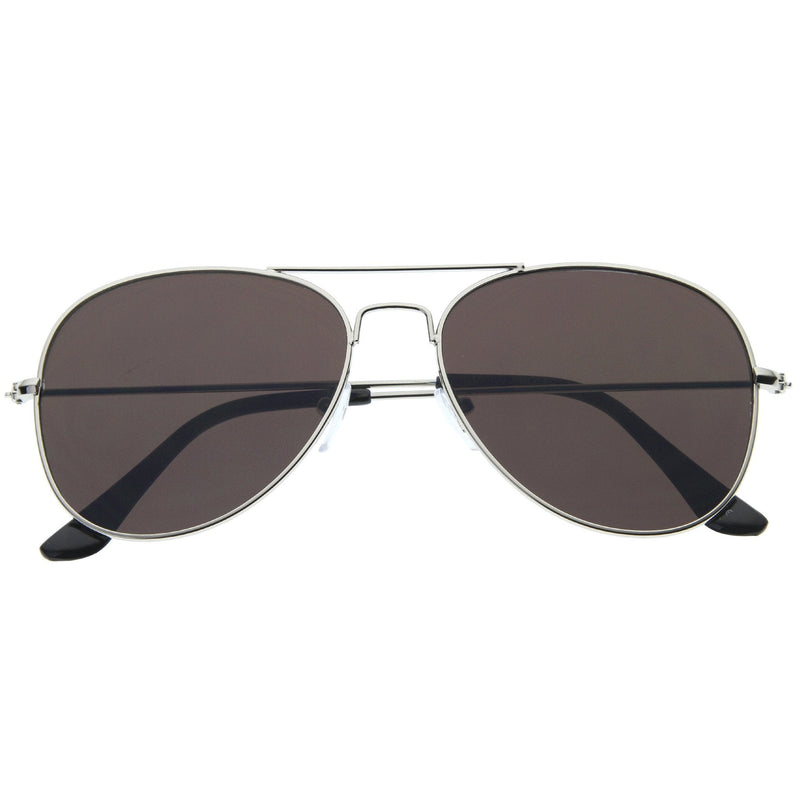 zeroUV Modern Flat Front Wire Metal Aviator Sunglasses A182 Sunglasses White Smoke Silver Smoke