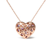 Bids.com 18K Rose Gold 3/4 Cttw Diamond and Purple Amethyst Cluster Heart Shape 18" Pendant Necklace (G-H Color, SI1-SI2 Clarity) Necklaces White Smoke Rose.Gold / 18