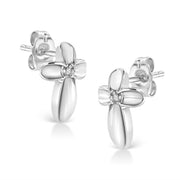 Bids.com .925 Sterling Silver Prong Set Diamond Accent Floral Cross Stud Earring (I-J Color, I1-I2 Clarity) Earrings White Smoke White.Sterling Silver / 0.01