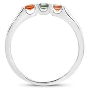 Bids.com 0.68 Carat Genuine Multi Sapphire .925 Sterling Silver Ring Rings White Smoke size 6.00,size 8.00,size 7.00,size 9.00,size 5.00