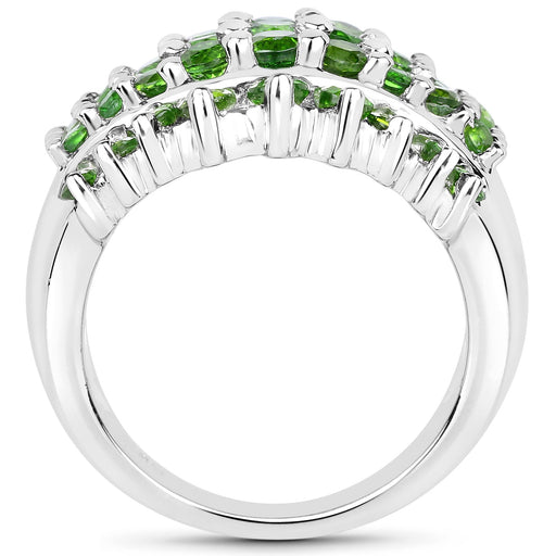 Bids.com 2.48 Carat Genuine Chrome Diopside .925 Sterling Silver Ring Rings White Smoke size 6.00,size 7.00,size 8.00,size 9.00