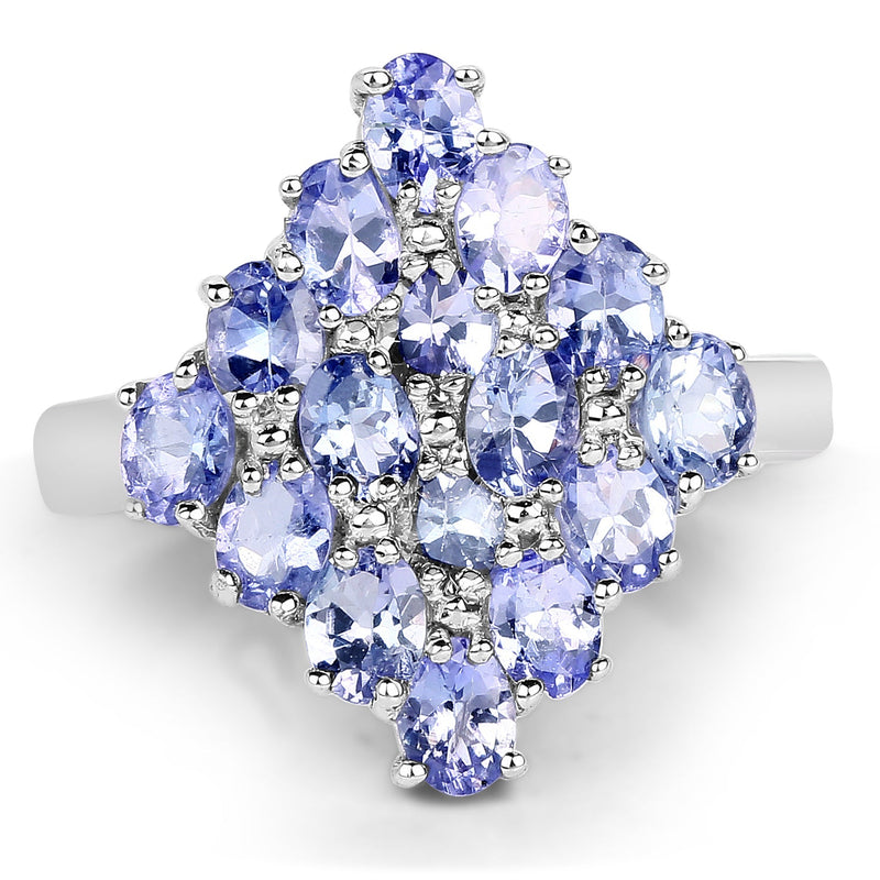 Bids.com 2.72 Carat Genuine Tanzanite .925 Sterling Silver Ring Rings White Smoke size 7.00,size 8.00,size 5.00,size 5.50,size 6.00,size 9.00