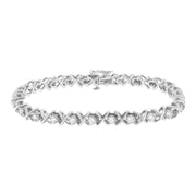 Bids.com .925 Sterling Silver 1 cttw Brilliant Round-Cut Diamond "X" Link Bracelet (I-J Clarity, I2-I3 Color) - Size 7" Bracelets White Smoke White.Sterling Silver / 7.25