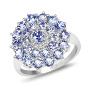 Bids.com 2.27 Carat Genuine Tanzanite .925 Sterling Silver Ring Rings White Smoke size 7.00,size 6.00,size 8.00