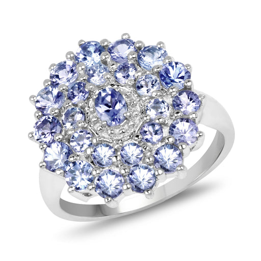 Bids.com 2.27 Carat Genuine Tanzanite .925 Sterling Silver Ring Rings White Smoke size 7.00,size 6.00,size 8.00
