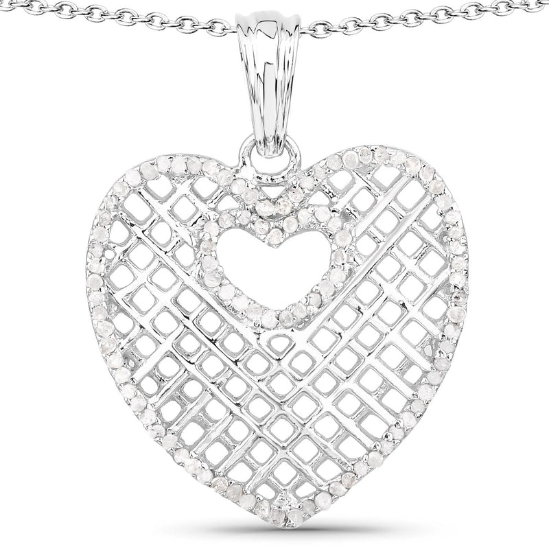 Bids.com 0.52 Carat Genuine White Diamond .925 Sterling Silver Pendant Pendants White Smoke