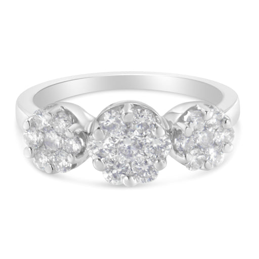 Bids.com 14K White Gold 1-1/4 Cttw Brilliant Cut Diamond Three Round Floral Clusters Engagement or Fashion Ring (H-I Color, SI2-I1 Clarity) - Size 6 Rings White Smoke 6.5 / White.Gold,6.25 / White.Gold,7 / White.Gold,6.75 / White.Gold,6 / White.Gold