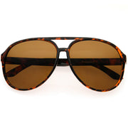 zeroUV Retro 1980's Fashion Plastic Aviator Polarized Lens Sunglasses 6119 Sunglasses White Smoke Tortoise / Brown