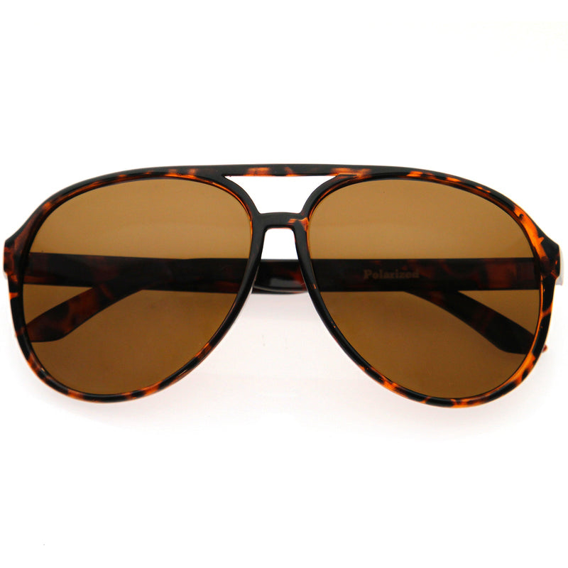 zeroUV Retro 1980's Fashion Plastic Aviator Polarized Lens Sunglasses 6119 Sunglasses White Smoke Tortoise / Brown