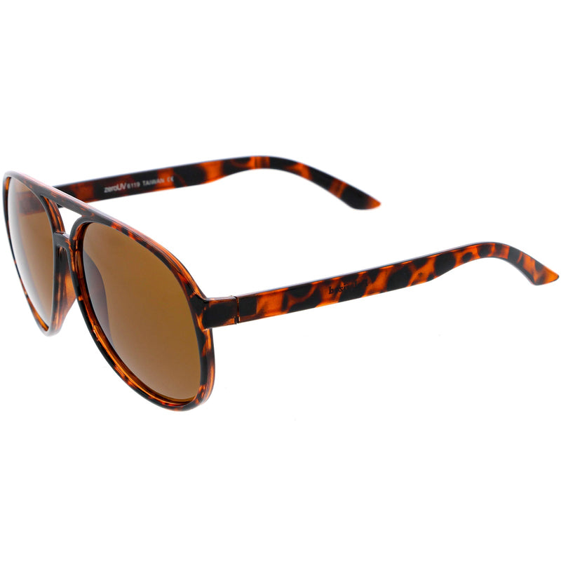 zeroUV Retro 1980's Fashion Plastic Aviator Polarized Lens Sunglasses 6119 Sunglasses White Smoke Black,Tortoise,Tortoise / Brown