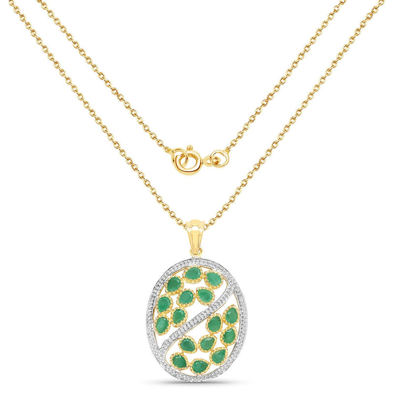 Bids.com 2.24 Carat Genuine Emerald .925 Sterling Silver Pendant Pendants White Smoke