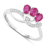 Bids.com 0.71 Carat Genuine Ruby and White Diamond 14K White Gold Ring Rings White Smoke size 5.00,size 6.00,size 7.00,size 8.00,size 9.00