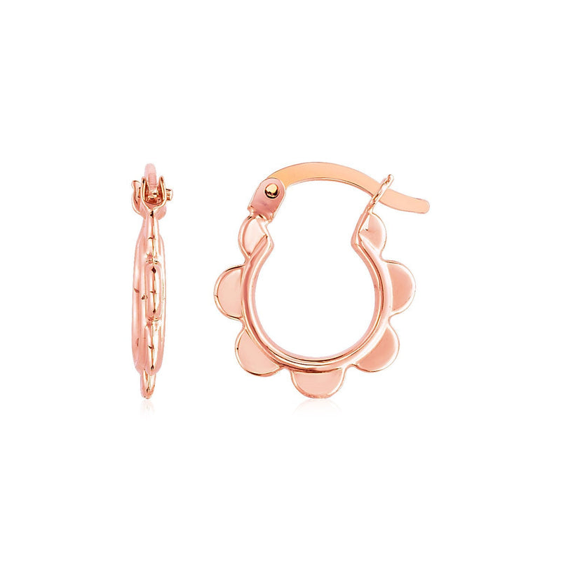 Bids.com 14k Rose Gold Scalloped Hoop Earrings Earrings White Smoke Rose Gold