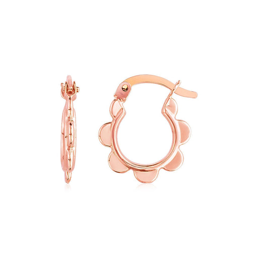 Bids.com 14k Rose Gold Scalloped Hoop Earrings Earrings White Smoke Rose Gold