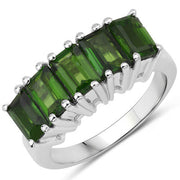 Bids.com 3.25 Carat Genuine Chrome Diopside .925 Sterling Silver Ring Rings White Smoke size 7.00,size 6.00,size 8.00,size 9.00,size 10.00,size 5.00
