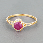 Bids.com 0.59 Carat Genuine Ruby and White Diamond 14K Yellow Gold Ring Rings Dark Gray size 5.00,size 6.00,size 7.00,size 8.00,size 9.00