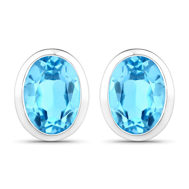 Bids.com 4.00 Carat Genuine Swiss Blue Topaz .925 Sterling Silver Earrings Earrings White Smoke