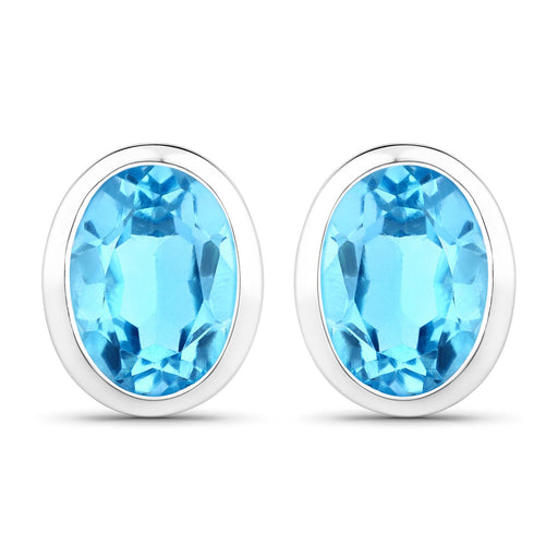 Bids.com 4.00 Carat Genuine Swiss Blue Topaz .925 Sterling Silver Earrings Earrings White Smoke