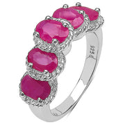 Bids.com 3.20 Carat Genuine Ruby Sterling Silver Ring Rings White Smoke size 5.00,size 9.00,size 10.00,size 6.00,size 7.00,size 8.00