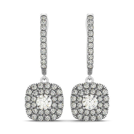 Bids.com 14k White Gold Double Halo Cushion Outer Shaped Diamond  Earrings (3/4 cttw) Earrings White Smoke White Gold