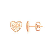 Bids.com 14K Rose Gold High Polish Scribble Heart Stud Earrings Earrings White Smoke Rose Gold