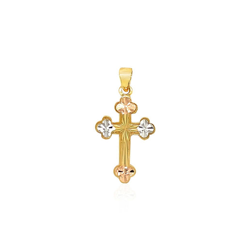 Bids.com 14k Tri Color Gold Cross Pendant Pendants White Smoke Tri-Color Gold