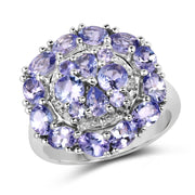 Bids.com 2.92 Carat Genuine Tanzanite .925 Sterling Silver Ring Rings White Smoke size 7.00,size 6.00,size 8.00,size 9.00,size 5.00,size 10.00