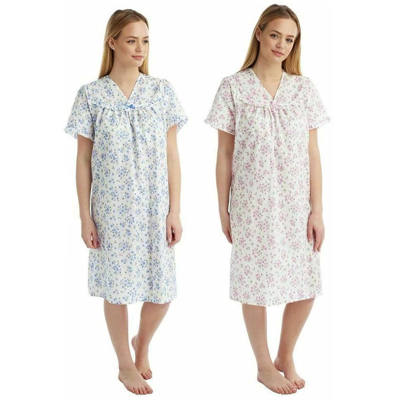 Reeve Women's Extra Small (XS) Floral Print Open-Back Nightgown Nightgowns White Smoke