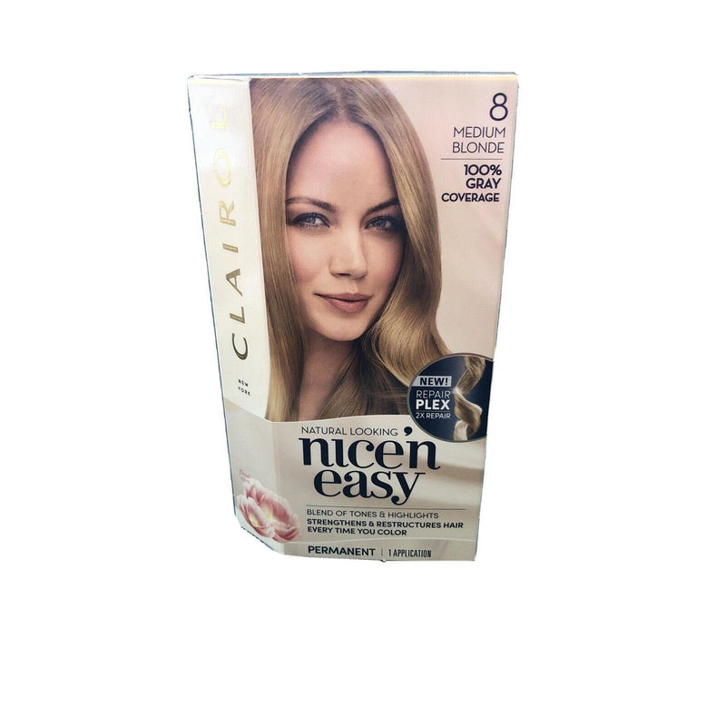 0 Clairol Nice'n Easy Permanent Hair Dye Color 8 Medium Blonde Hair Color White Smoke