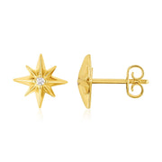Bids.com 14K Yellow Gold High Polish North Star Diamond Earrings Earrings White Smoke Yellow Gold