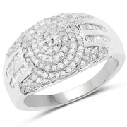 Bids.com 1.15 Carat Genuine White Diamond .925 Sterling Silver Ring Rings White Smoke size 6.00,size 7.00,size 8.00,size 9.00,size 5.00