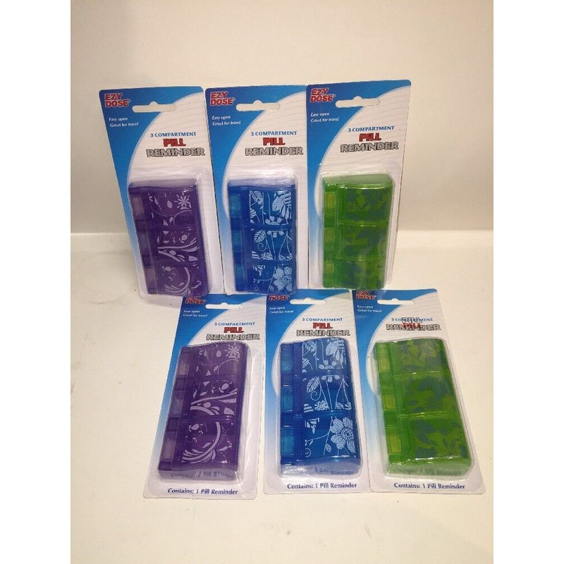 0 6) EZY Dose 67161 Easy Open 3-Compartment Pill Reminder *Value Bundle Of 6 Open & Closed Signs Light Gray