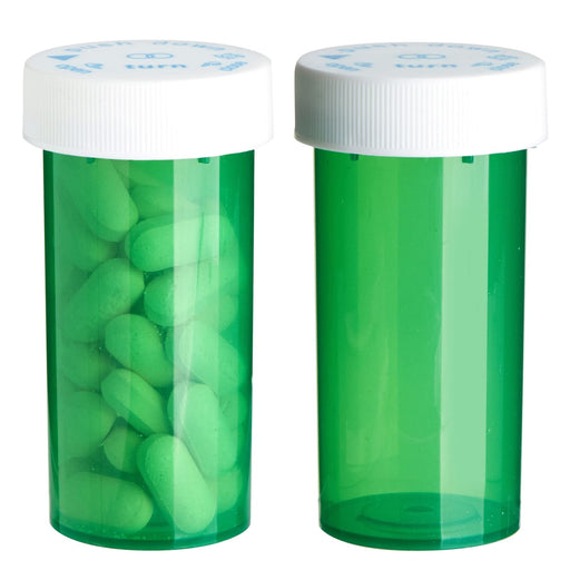 Clear-Vu 1-Clic™ Clear-Vu Green Child-Resistant Vials - 13 Dram, 200 Count (Rx Prescription Bottles) Medical Supplies White Smoke