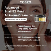 AsiaBeautyMall Cosrx Advanced Snail 92 All in one Cream Moisturizer Dim Gray