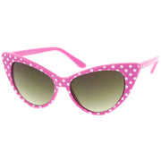zeroUV Retro 1950's Polka Dot Cat Eye Fashion Sunglasses 8498 Sunglasses White Smoke Pink White Dots