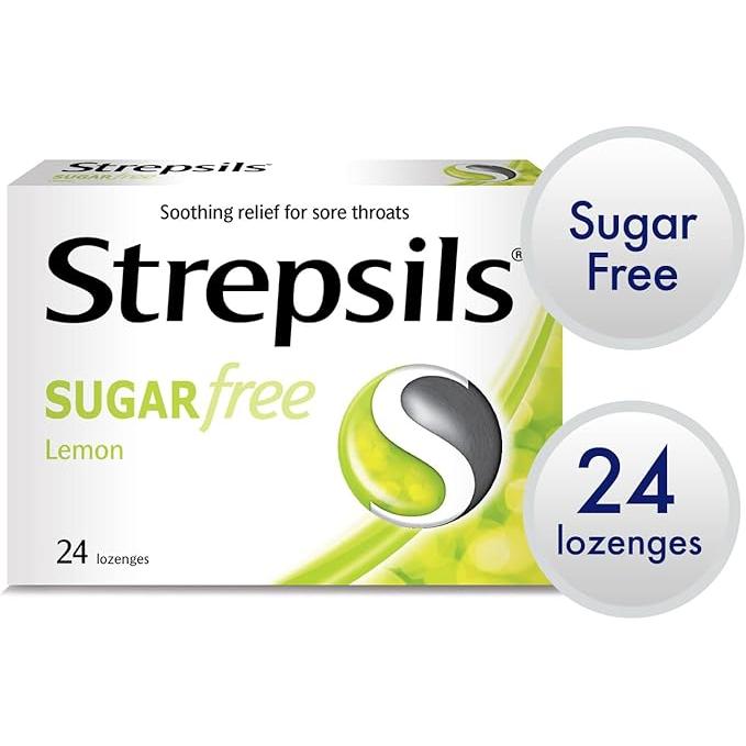 Strepsils Strepsils Citron Lozenges Sugar Free Sore Throat Relief Pack of 24 Lozenges White Smoke