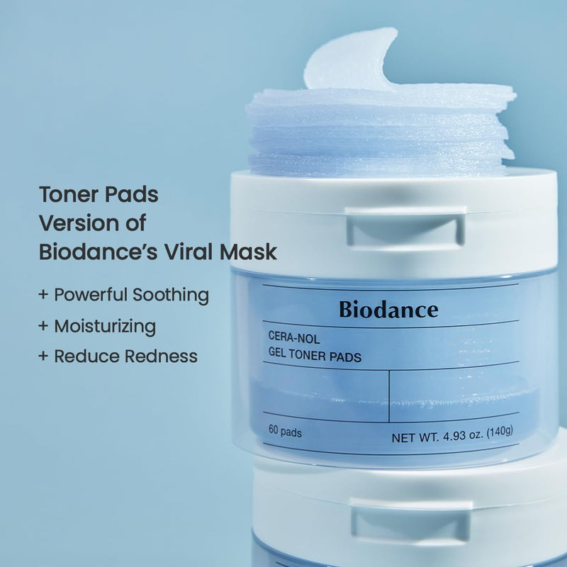 AsiaBeautyMall Biodance Cera-Nol Gel Toner Pads Toner Lotion Light Steel Blue