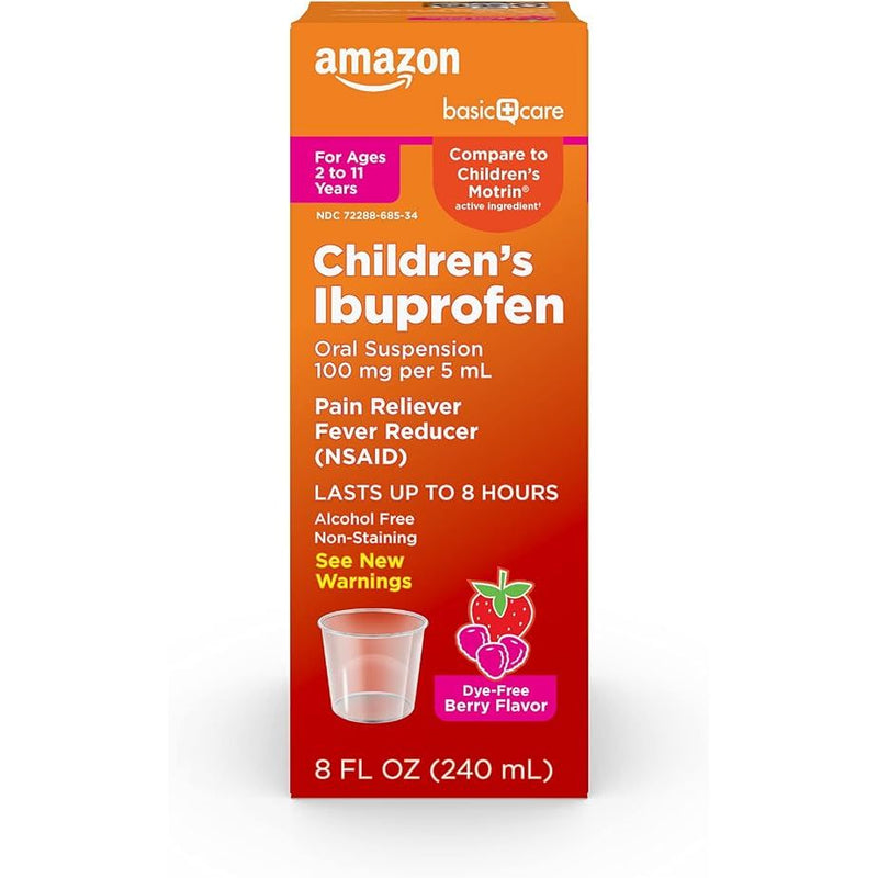Basicare Children's Ibuprofen Oral Suspension 100 mg/5 mL Unit Dose Cups (Case of 100) Medicine & Drugs White Smoke