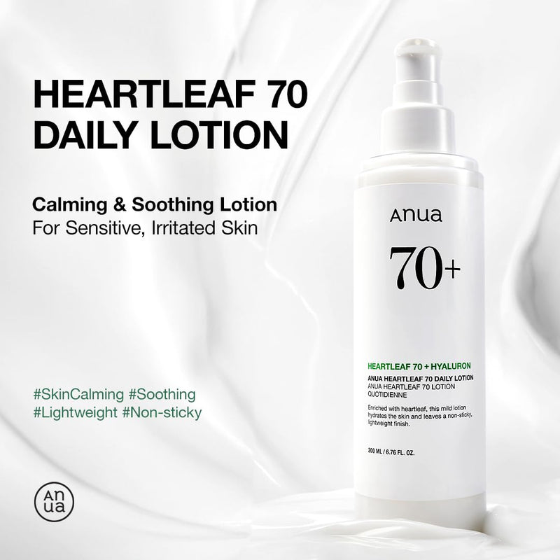 AsiaBeautyMall ANUA Heartleaf 70+ Hyaluron Daily Lotion Moisturizer White Smoke