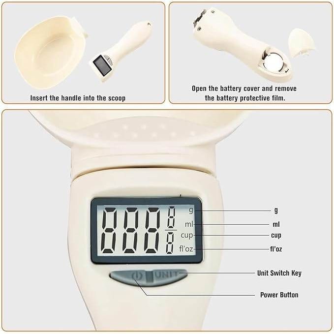 SmartPursue™ Digital Kitchen Scale – LCD Measuring Spoon Kitchen Scale Lavender White