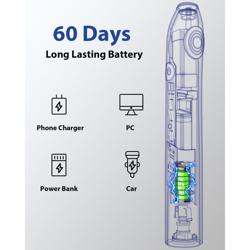 MySmile UC605 Elite Sonic Electric Toothbrush with 6 Brush Heads Electric Toothbrush Light Gray White,Black