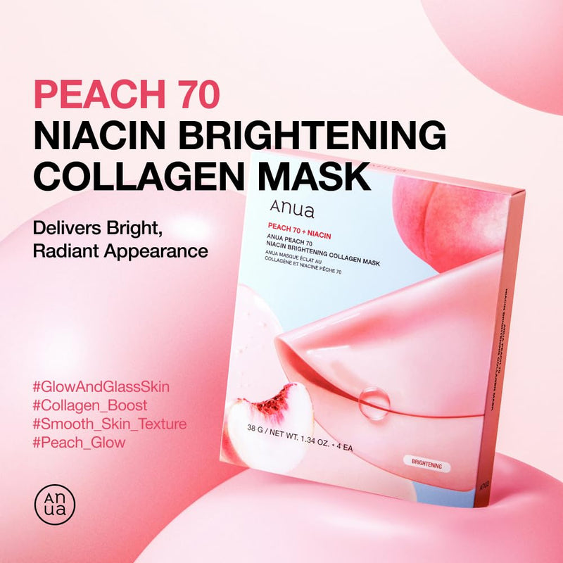 AsiaBeautyMall ANUA Peach 70 Niacin Brightening Collagen Mask Face Mask Misty Rose