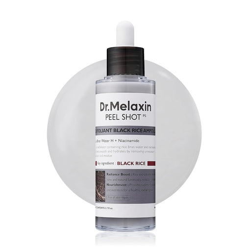 AsiaBeautyMall Dr. Melaxin Peel Shot Exfoliant Black Rice Ampoule Face Cleanser White Smoke