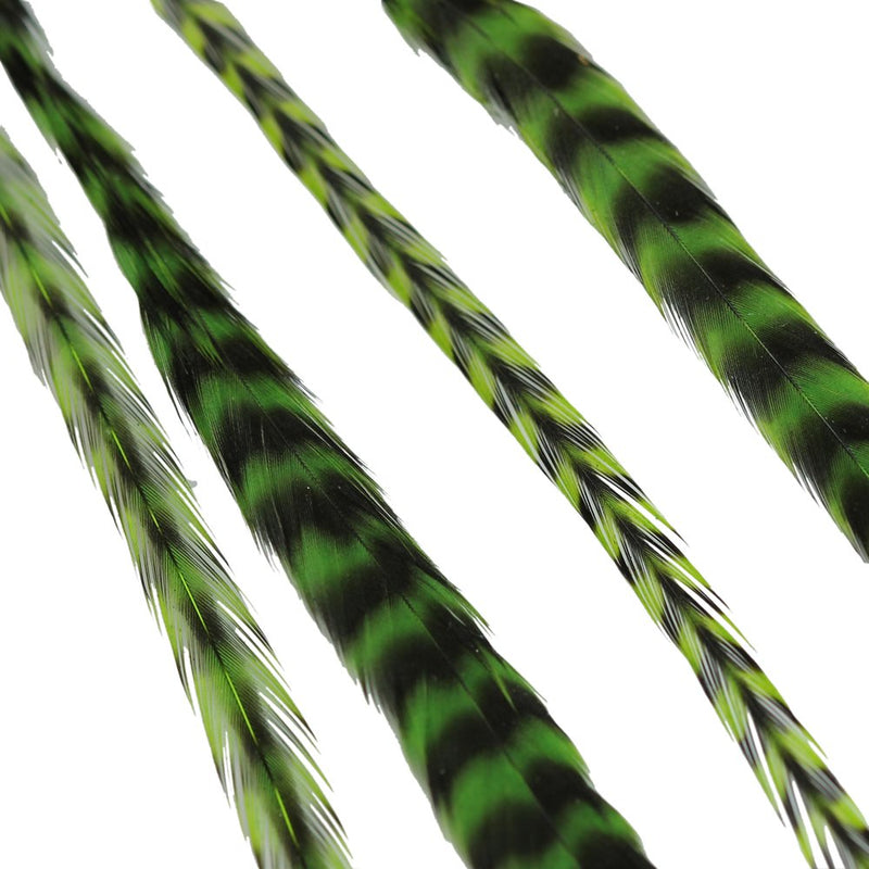 VIP Extensions Donna Bella Striped Green Feather Hair Extensions Hair Extension Accessories White Smoke