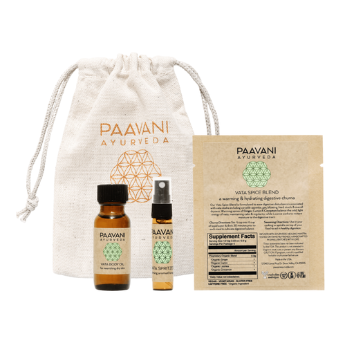 Paavani Ayurveda Fall Sampler Kit | Ayurvedic Set for Vata Season White Smoke