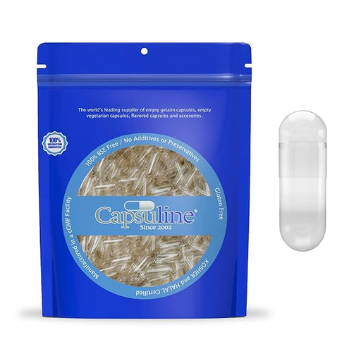 Capsuline CLEAR SIZE 00 EMPTY GELATIN CAPSULES BY CAPSULINE - 1000 COUNT - GELATIN CAPSULES - 1000 Medical Supplies White Smoke