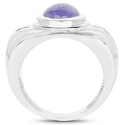 Bids.com 3.55 Carat Genuine Tanzanite .925 Sterling Silver Ring Rings White Smoke size 7.00,size 6.00,size 8.00,size 9.00