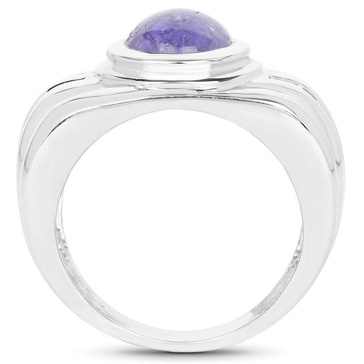 Bids.com 3.55 Carat Genuine Tanzanite .925 Sterling Silver Ring Rings White Smoke size 7.00,size 6.00,size 8.00,size 9.00