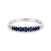 Bids.com 0.45 Carat Genuine Blue Sapphire and White Diamond 14K White Gold Ring Rings White Smoke size 5.00,size 6.00,size 7.00,size 8.00,size 9.00
